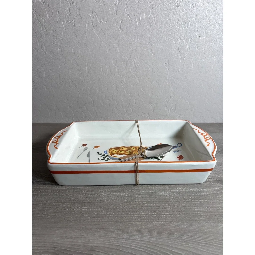 Mud Pie You Ain't Seen Stuffing Yet Casserole and Pumpkin Spoon Set Baking Dish